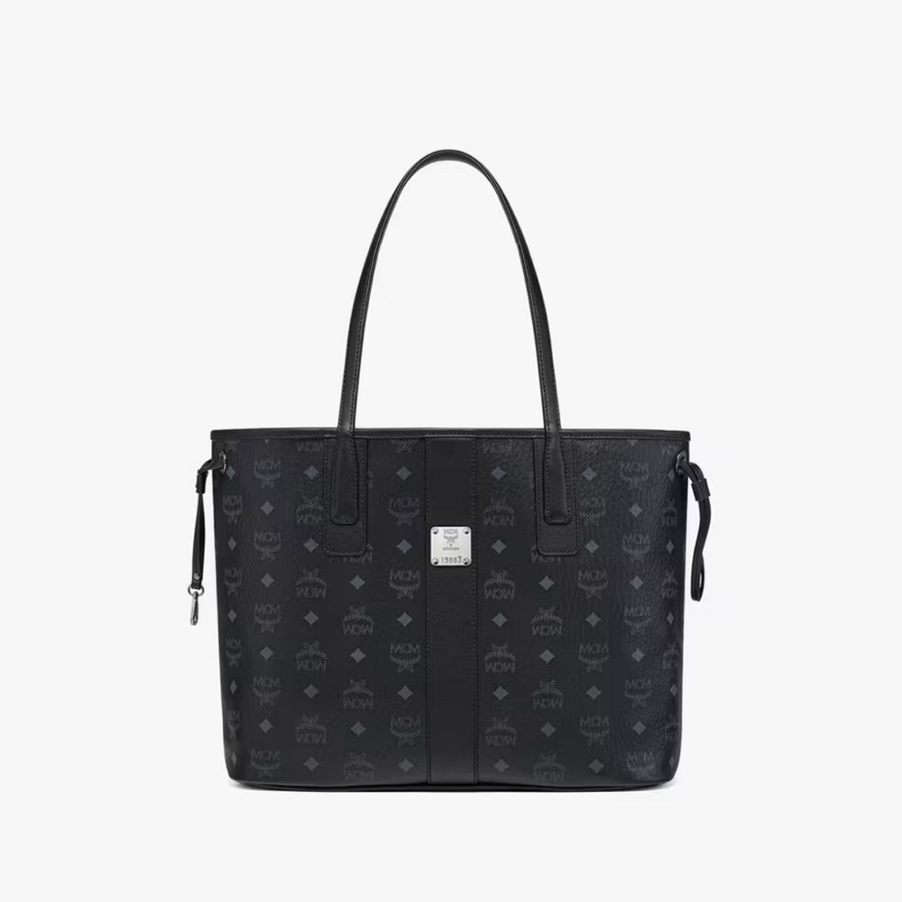 MCM Black Logo Pattern Tote
